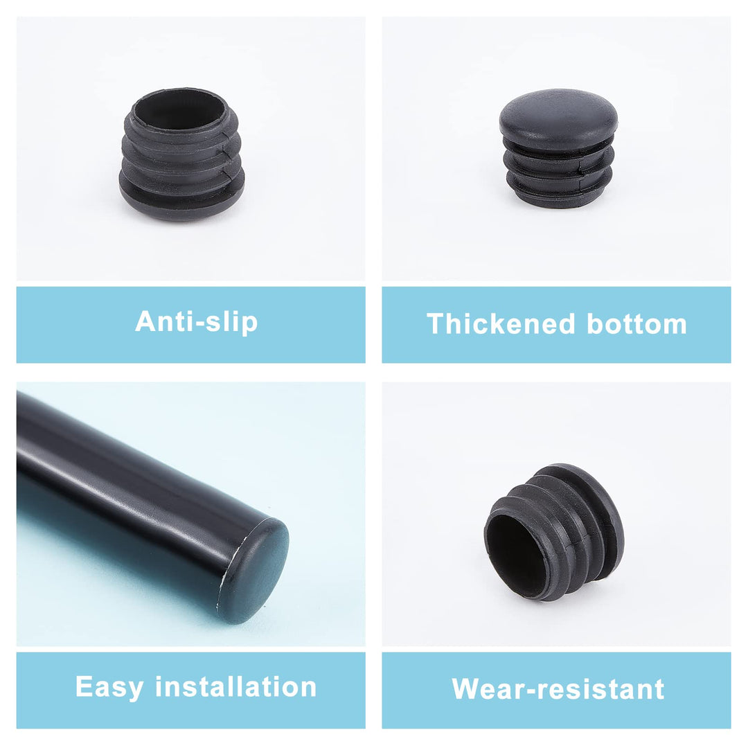 GORGECRAFT 20 Pieces 1In Round Plastic Plugs Black End Caps Plug Pipe Tubing End Cap Chair Leg Inserts for Metal Legs Fences Glide Protection from Chair Legs and Furniture, Column