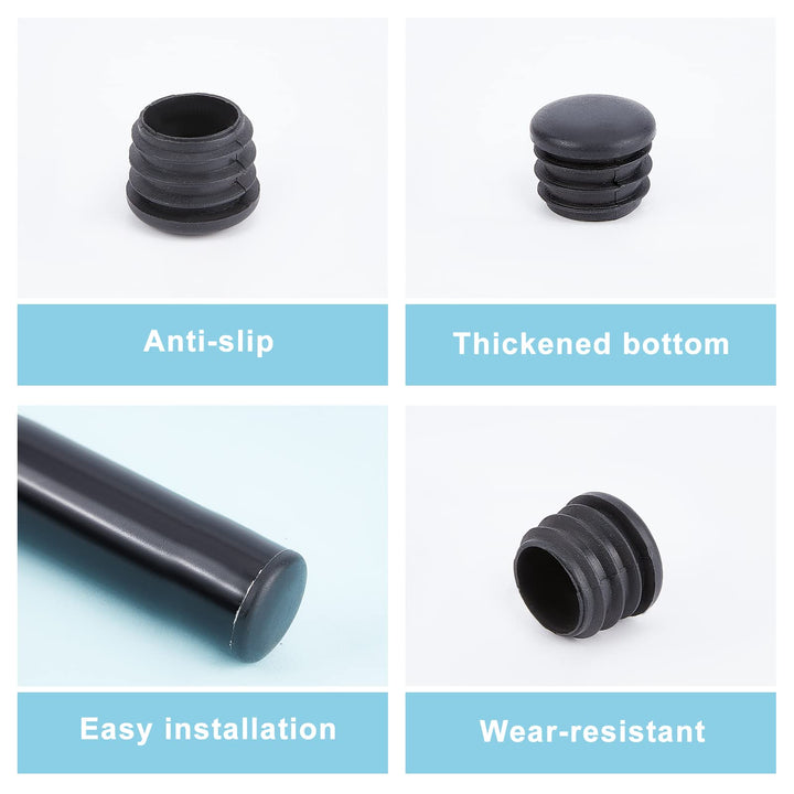 GORGECRAFT 20 Pieces 1In Round Plastic Plugs Black End Caps Plug Pipe Tubing End Cap Chair Leg Inserts for Metal Legs Fences Glide Protection from Chair Legs and Furniture, Column