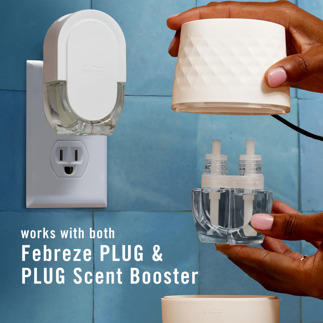 Febreze Plug Scent Booster in White, Continuous Scent Device Oil Diffuser, Compatible with Febreze Air Freshener Plug in Refills