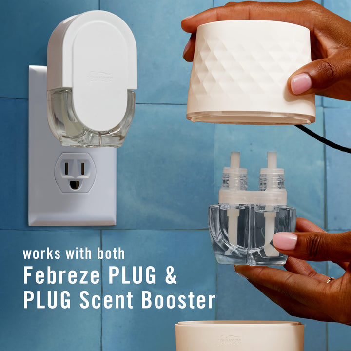 Febreze Plug Scent Booster in White, Continuous Scent Device Oil Diffuser, Compatible with Febreze Air Freshener Plug in Refills