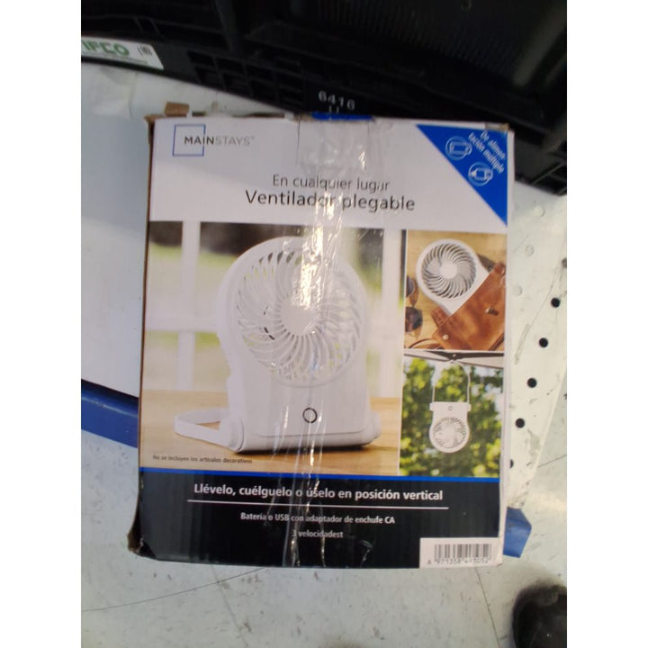 Mainstays New 4  on-the-Go Folding Personal Fan for Stroller  Car Seat  Treadmill  White