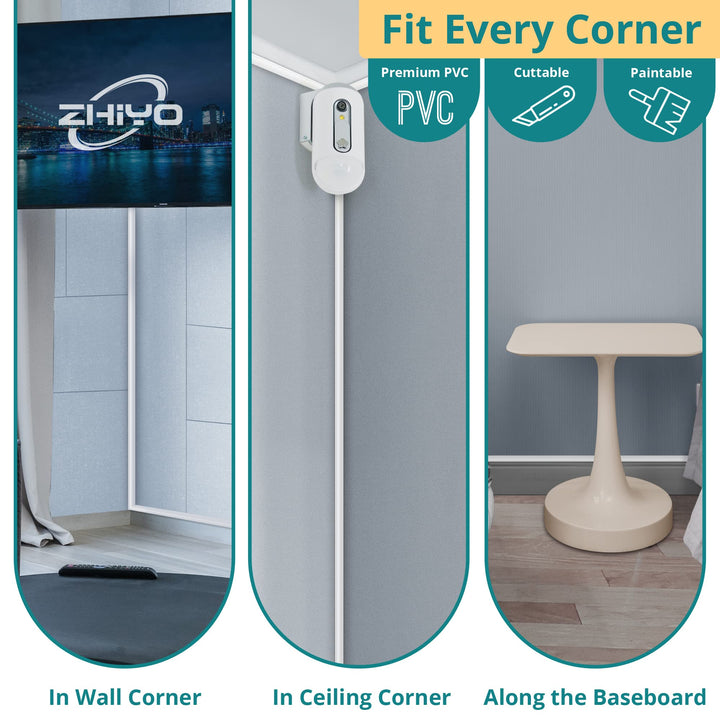 85in Corner Cable Concealer, One-Cord Corner Duct, Paintable Corner Cord Cover, Cable Management Channel for Wall Corner, Floor Baseboard, Ceiling - 5 X L 17in, Beige