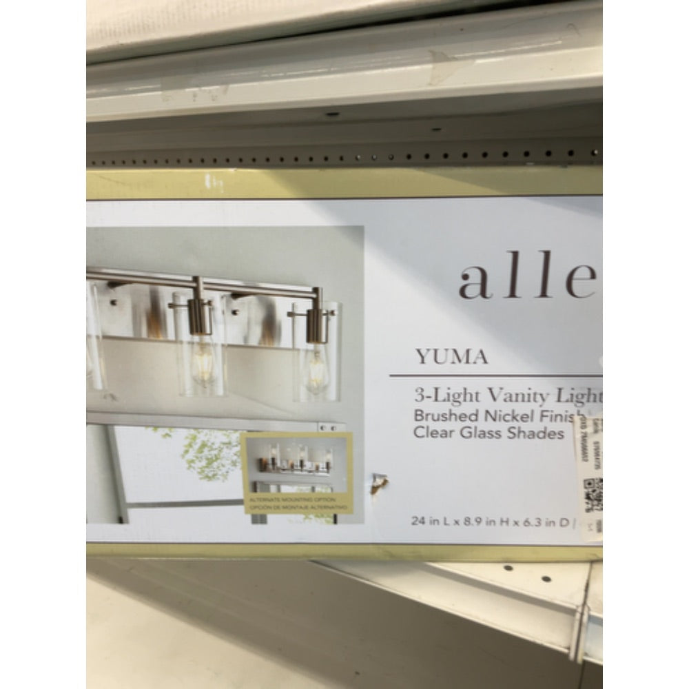 Allen + Roth Yuma 24-Inches 3 -Light Brushed Nickel Vintage Vanity Light Bar