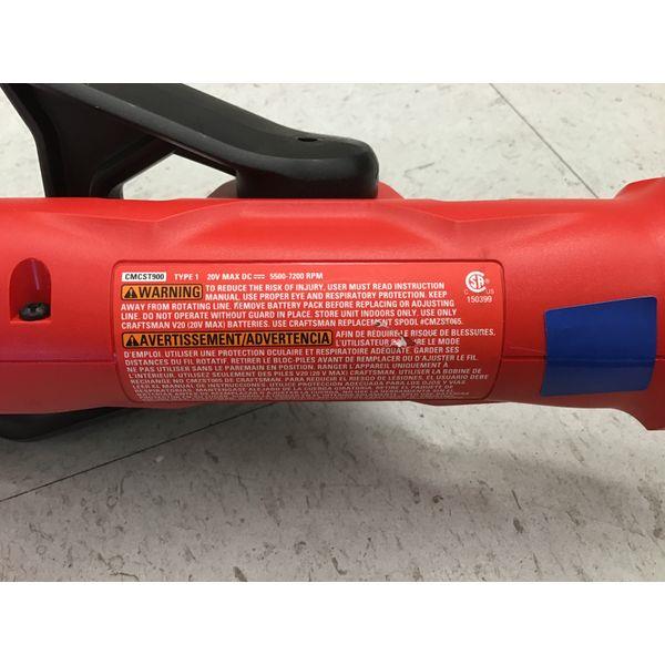 Craftsman CMST98057 Cordless String Trimmer - 20V Max, Red/Black (NO BATTERY NO CHARGER) Retail $79.00