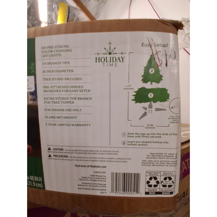 4' Pre-Lit Indiana Spruce Green Artificial Christmas Tree with Color-Changing Retail $25.00