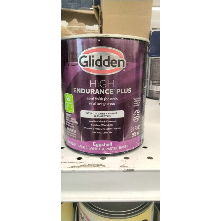 Glidden High Endurance Plus Interior Eggshell Light Base Paint, 1 Quart