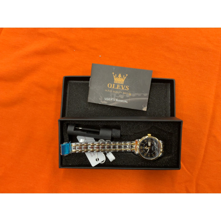 OLEVS Quality Watch - Ladies Watch, Stainless Steel, Black Dial, Roman Numerals