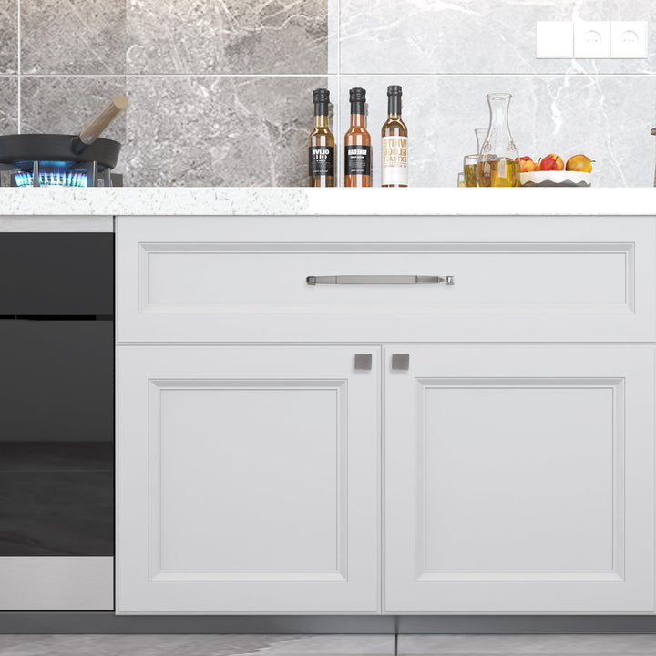 COTYKILEY 10 Pack Brushed Satin Nickel Kitchen Cabinet Knobs Drawer Pulls Solid Silver Drawer Knobs Dresser Knobs Cabinet Hardware Knobs for Dresser Drawers