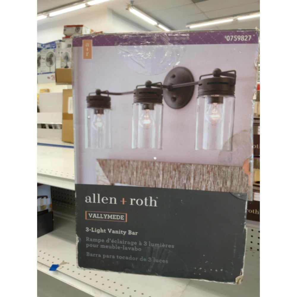 allen + roth B10019 Vallymede 3-Light 24.02" Aged Bronze Cylinder Vanity Light