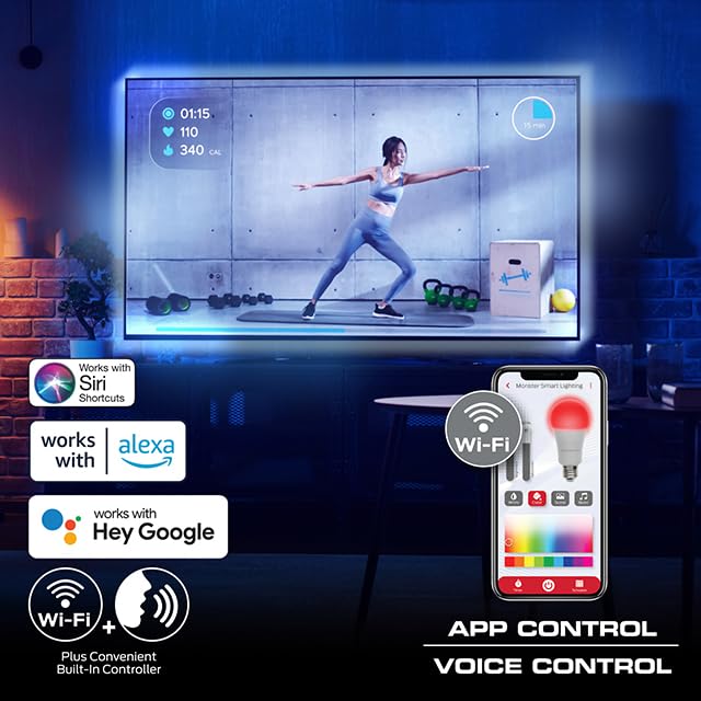 Monster TV Backlight LED Light Strip with HDMI Color Sync Box for TVs up to 85â€ inch, Smart Wi-Fi RGB+IC Color Flow, Works with Razer Chroma, Alexa, Google, Siri, Music Mode, Custom Scenes, Schedules