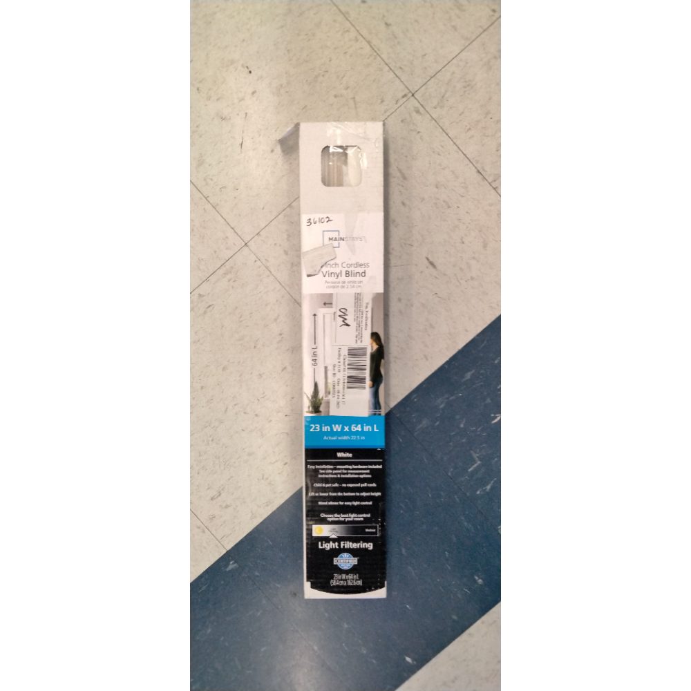 Mainstays 1  Cordless Vinyl Light Filtering Mini Blinds  White  23x64
