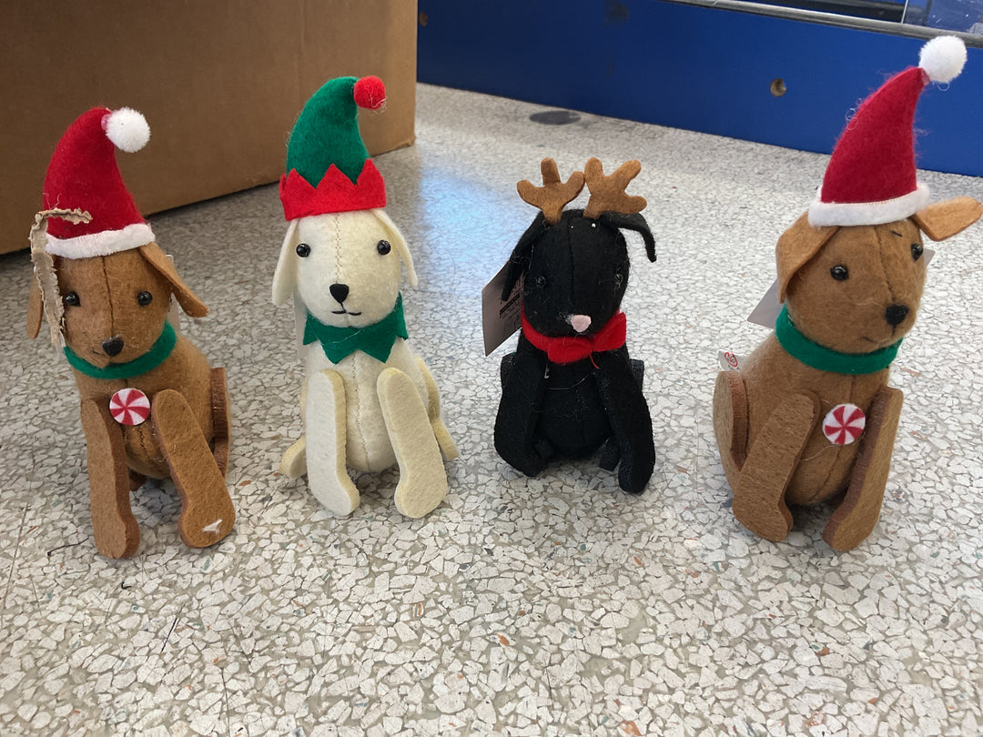 Christmas Dog Plush variety of brown, black, cream 4 for $1