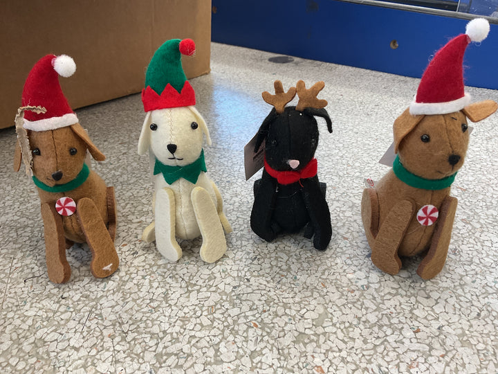 Christmas Dog Plush variety of brown, black, cream 4 for $1