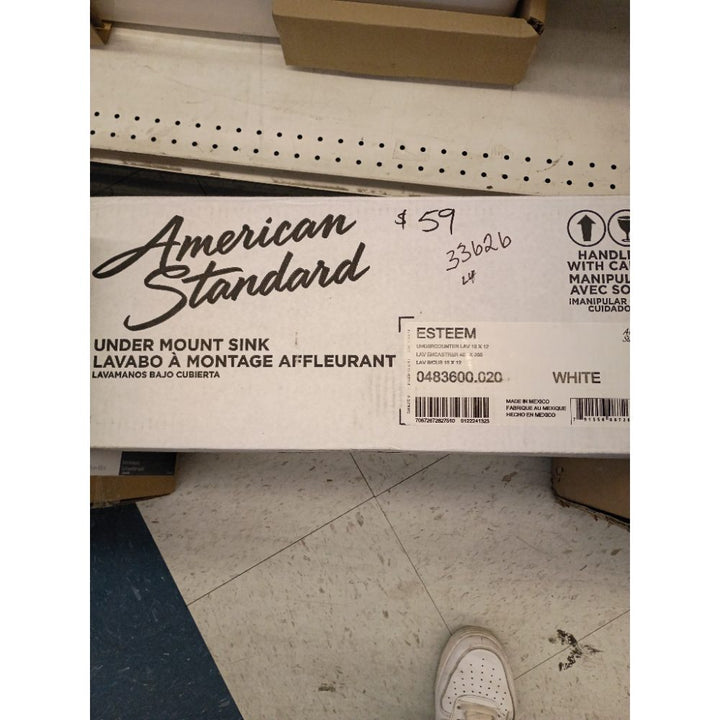 American Standard 483600.020 Esteem Vitreous China Undercounter Sink, White