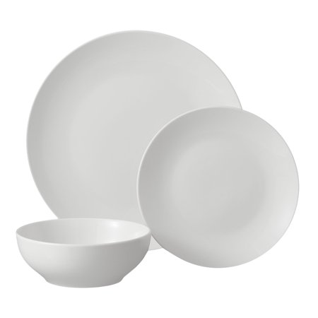 Mainstays Glazed White Stoneware Dinnerware Set  12-Pieces Retail $9.97