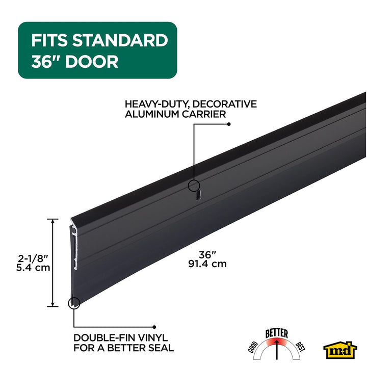 M-D Building Products 05652 All-Season Door Sweep, Heavy Duty Aluminum and Vinyl, Ideal for Residential & Commercial Use, Easy Installation, Ensure Comfort and Save Energy (36 Inch, Bronze)