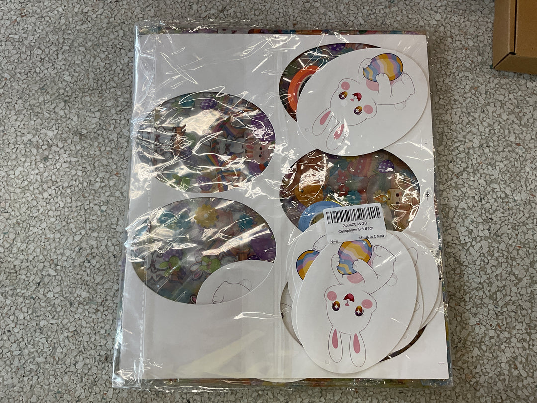 Mcupper Easter Cellophane Wrap Bags with Tags &amp; Ribbon Ties