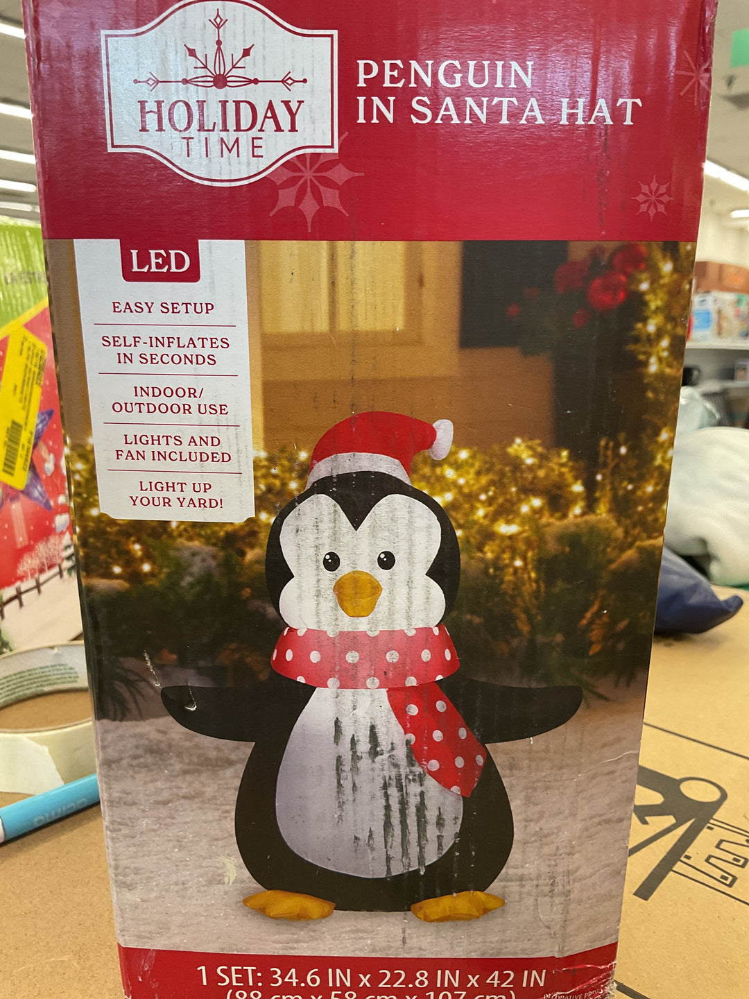 Holiday Time Penguin in Santa Hat, LED, Retail $38