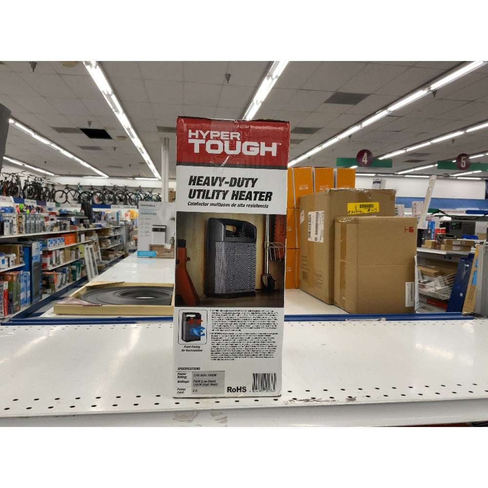Hyper Tough Heavy-Duty Utility Heater - Tip Over Protection, Anti-Freeze Protection, 750W & 1500W