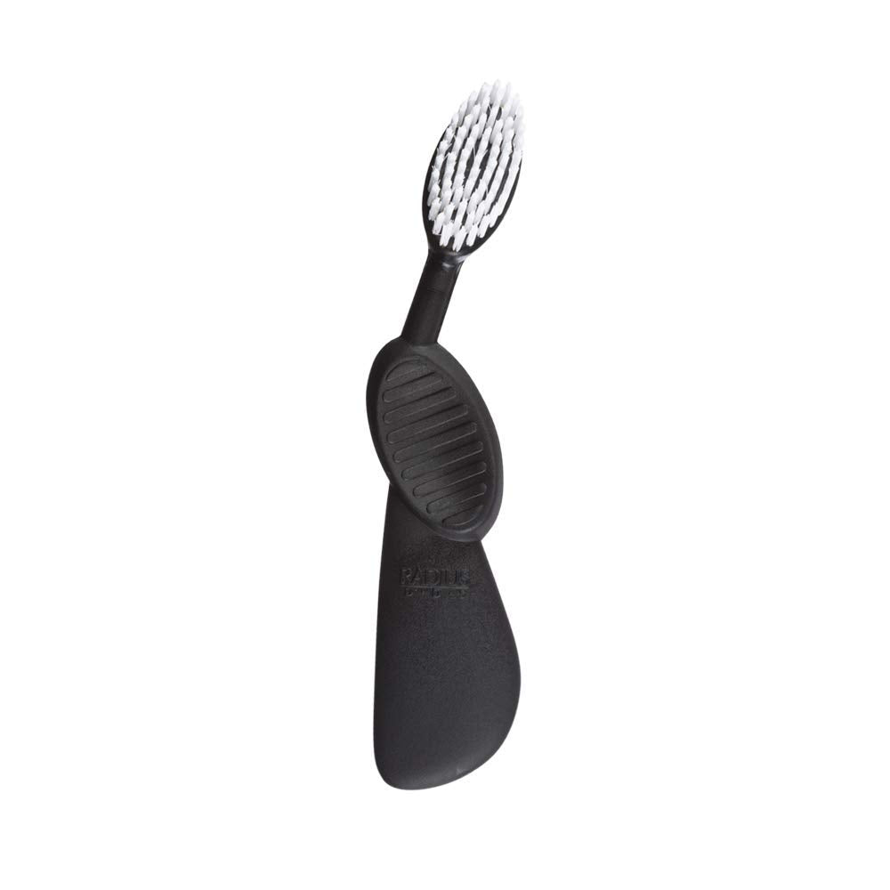 Radius Toothbrush, Flex Brush, Soft Bristles, Right Handed, Black Brush with White Bristles, BPA Free & ADA Accepted, Pack of 1 (Package May Vary)