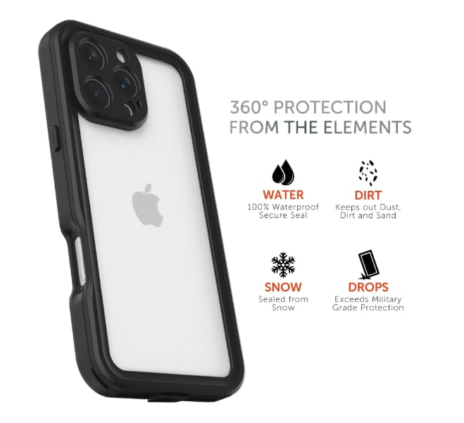 Body Glove Tidal Waterproof Phone Case for iPhone 16 Pro Max - Black/Clear Retail $22.88