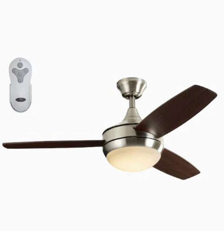 Harbor Breeze Beach Creek 44-in Brushed Nickel Integrated LED Indoor Downrod Or Close Mount Ceiling Fan with Light Kit and Remote Retail $100.00