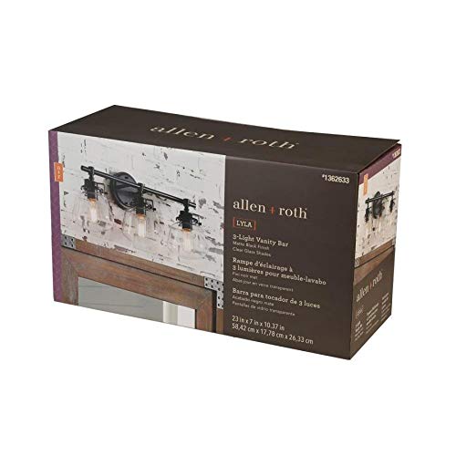 allen + roth Lyla 3-Light Black Mid-Century Vanity Light