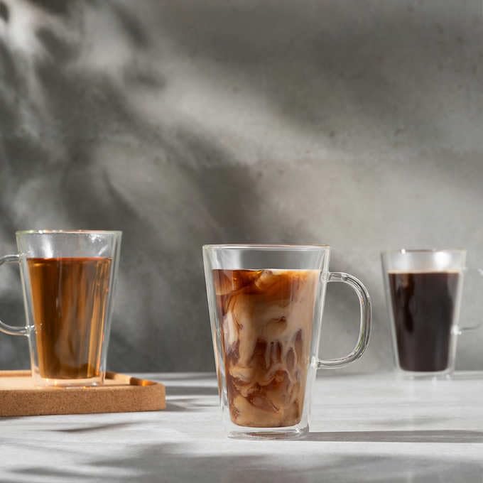Bodum Canteen Double Wall Mugs, 4-piece Set (13.5 floz, double wall glass, clear) Retail $17.99