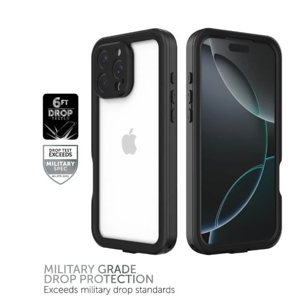 Body Glove Tidal Waterproof Phone Case for iPhone 16 Pro Max - Black/Clear Retail $22.88