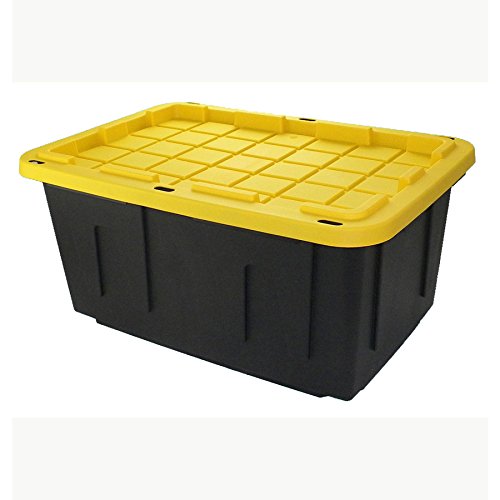 27 Gallon Black Tote with Standard Snap Lid Heavy duty Construction For Garage and Workshop Use Retail $40.00
