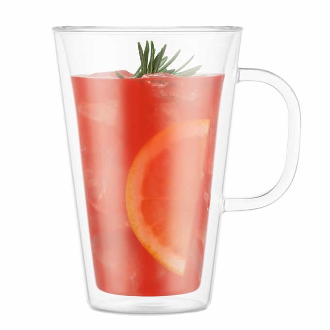 Bodum Canteen Double Wall Mugs, 4-piece Set (13.5 floz, double wall glass, clear) Retail $17.99