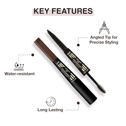 EBIN NEW YORK Secret of Pharaoh Dual Eyebrow Pencil & Mascara Natural Espresso | 2-in-1 Brow Pencil & Gel | Water-Resistant, Long-Lasting, Natural Finish | Vegan & Cruelty-Free