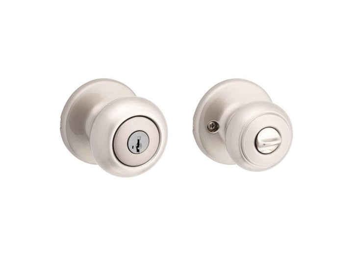 Kwikset SmartKey Security Satin Nickel Entry Knob KW1 2-3/4 in.