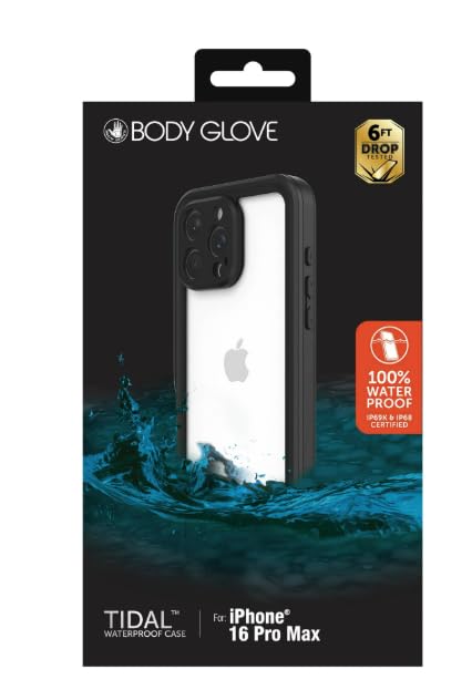 Body Glove Tidal Waterproof Phone Case for iPhone 16 Pro Max - Black/Clear Retail $22.88