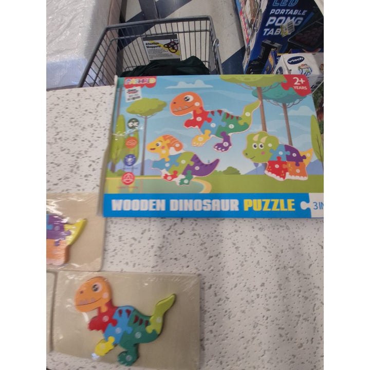 Mighty Max Wooden Dinosaur Puzzle - 3 in 1, Educational Toy