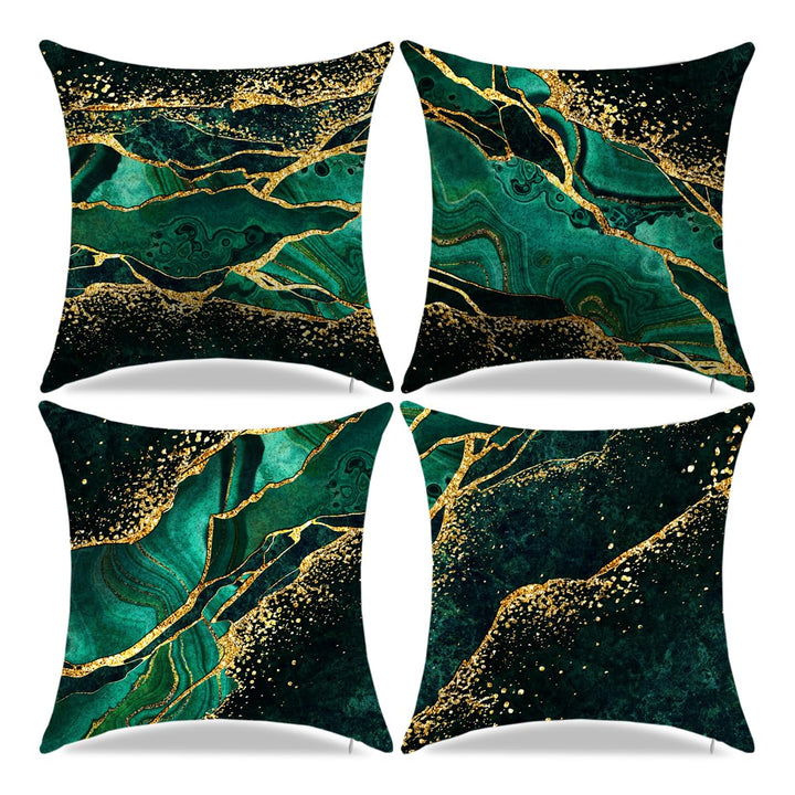 YAJTJX Marble Texture Sofa Throw Pillow Covers Blue Gray and Gold Decorative Pillow Covers 18x18 lnch Set of 4 Home Decor Living Room Sofa Couch Bed Cushion Cover Pillowcase