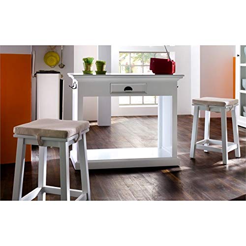 NovaSolo Halifax Pure White Mahogany Wood 19.5-Inch Stool Retail $119.00