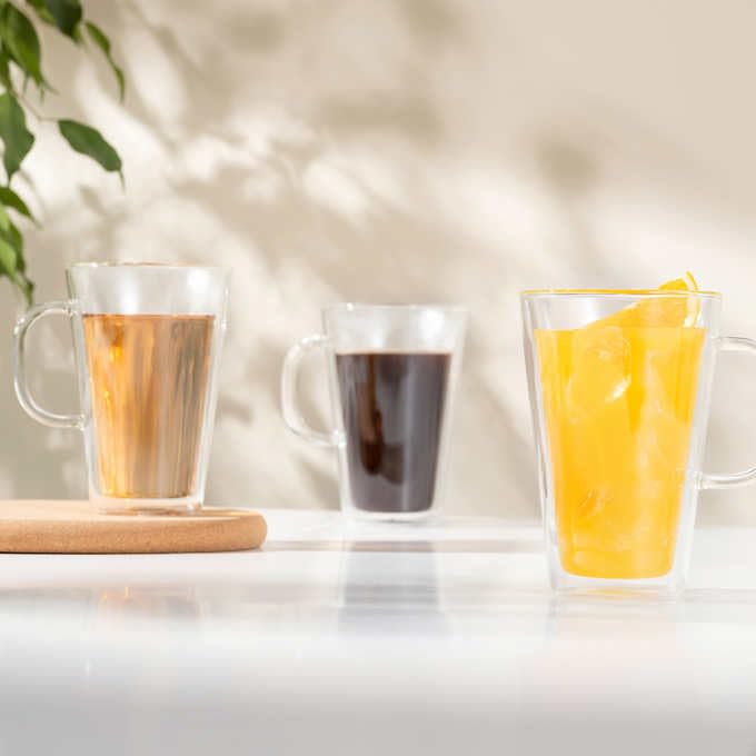 Bodum Canteen Double Wall Mugs, 4-piece Set (13.5 floz, double wall glass, clear) Retail $17.99