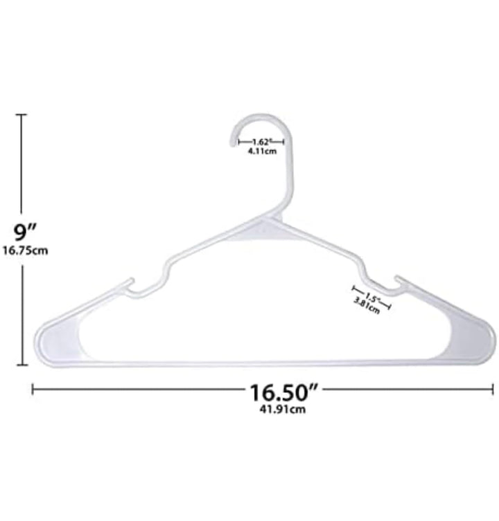 50 Pack X 4 Mainstays Plastic Tubular Slotted White Adult Clothing Clothes Hangers