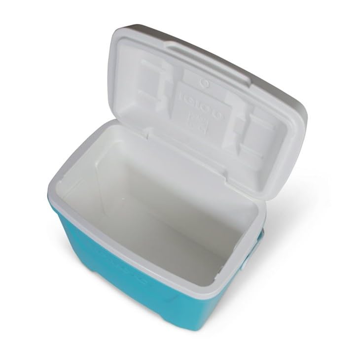 Igloo Updated Laguna 28Qt, 26L Hard Sided Ice Chest Cooler, Insulated, Portable for Beach, Camping, Picnics, Fishing, Boating, Barbecues in Aquamarine/White, Improved Performance Retail $23.38