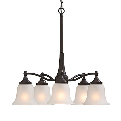 CLEARANCE- Portfolio Roseall 5-Light Oil-Rubbed Bronze Traditional Etched Glass Shaded Chandelier Retail $25.00