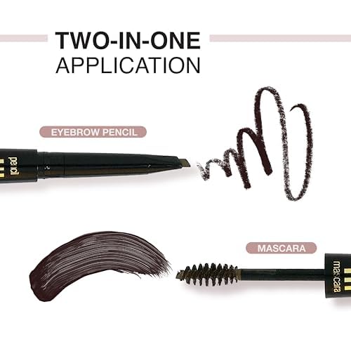 EBIN NEW YORK Secret of Pharaoh Dual Eyebrow Pencil & Mascara Natural Espresso | 2-in-1 Brow Pencil & Gel | Water-Resistant, Long-Lasting, Natural Finish | Vegan & Cruelty-Free