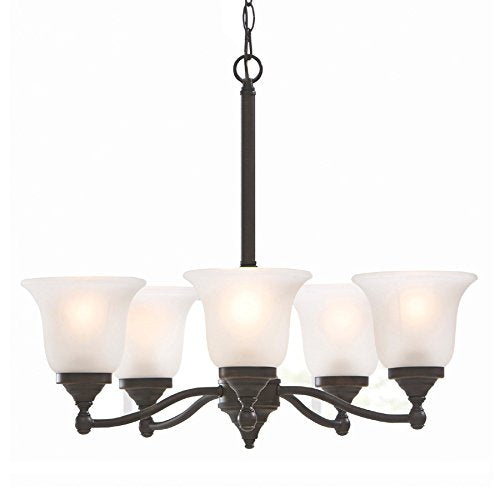 CLEARANCE- Portfolio Roseall 5-Light Oil-Rubbed Bronze Traditional Etched Glass Shaded Chandelier Retail $25.00
