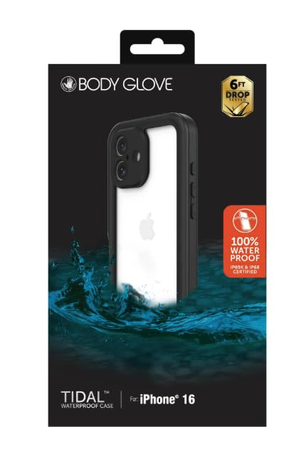 Body Glove Tidal Waterproof Phone Case for iPhone 16 - Black/Clear Retail $22.88
