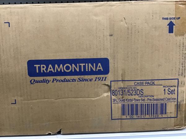 Tramontina 80131/523DS - 3-Piece Deep Kadai-Tawa Set - Pre-Seasoned Cast Iron Retail $50.00