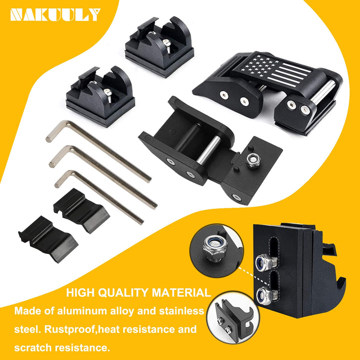 Nakuuly Hood Latches Lock Catch with U.S. Flag Style, Latch Locking Adjustable Kit Compatible with Jeep Wrangler 2007-2018 JK JKU Rubicon Sahara Sport & 2018-2025 JL JLU, 1 Pair