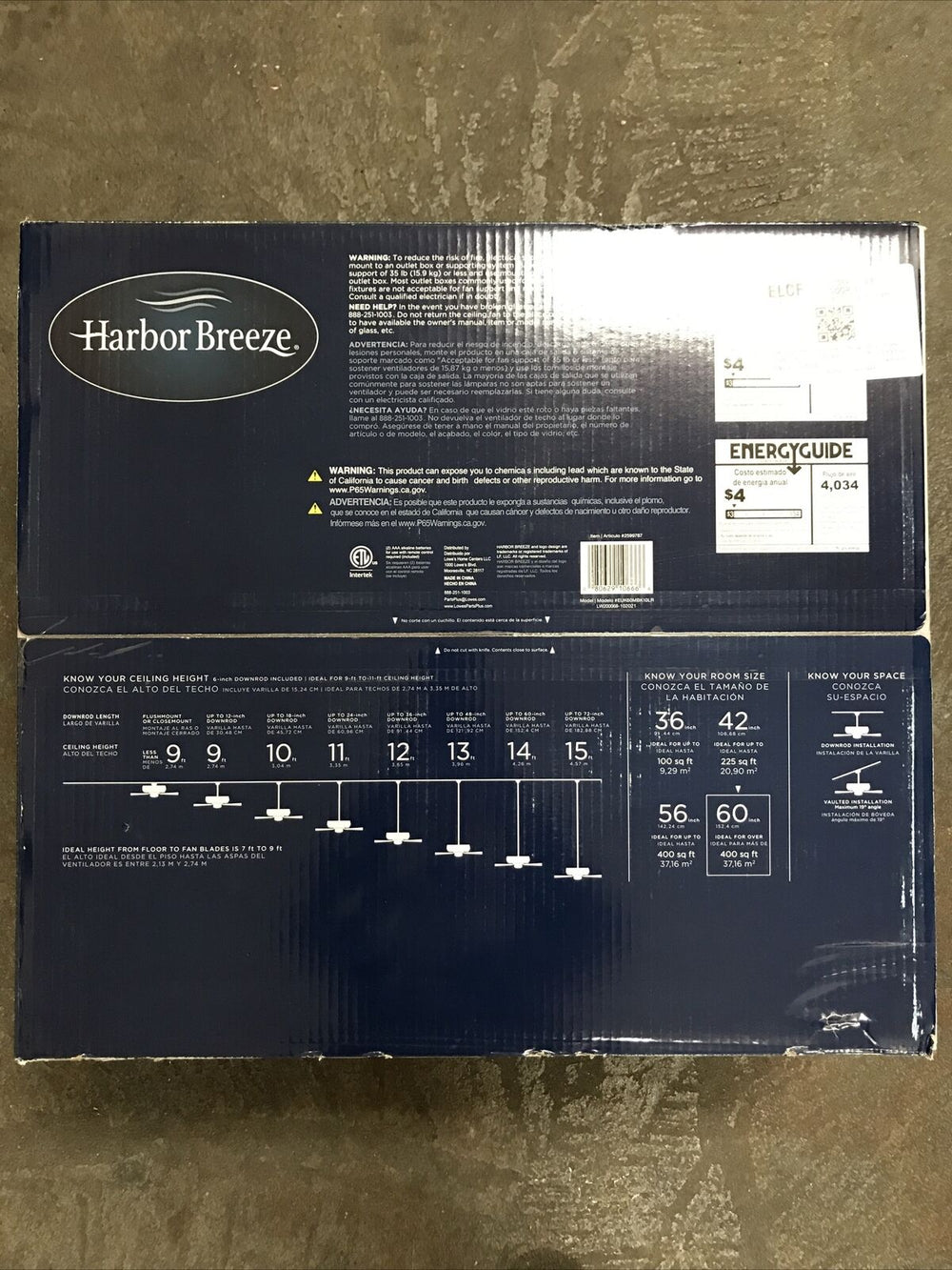 Harbor Breeze Henderson 60-in Matte Black LED Indoor Ceiling Fan with Light Remote (10-Blade) Retail $309.98