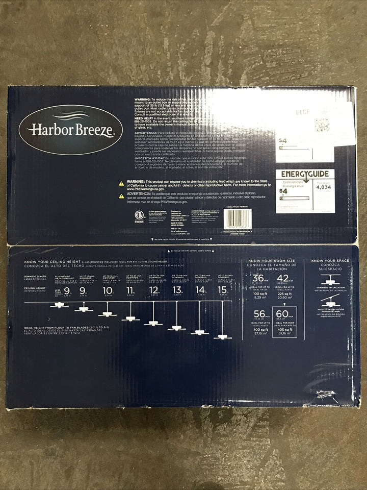 Harbor Breeze Henderson 60-in Matte Black LED Indoor Ceiling Fan with Light Remote (10-Blade) Retail $309.98
