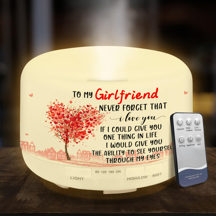 Valentines Day Gifts for Girlfriend, Girlfriend Gifts 500ml Aromatherapy Diffuser with Remote Control, 4 Timer Setting, 7 Color Setting, Auto Shut-Off, Gifts for Girlfriend on Valentines Day for Her