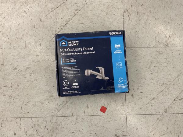 Project Source Pull-Out Utility Faucet - Stainless Steel Finish, 1.8 GPM Retail $80.00